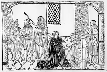 Il conte Rivers presenta il suo libro a Edoardo IV